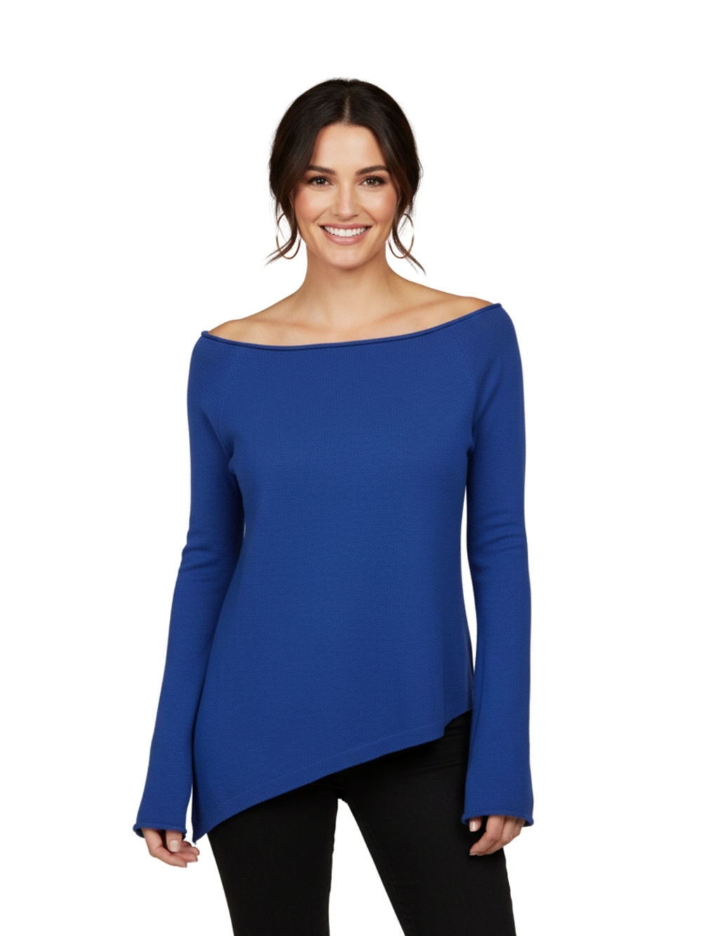 Urban Outfitters Royal Blue Off-Shoulder Long Sleeve Top
